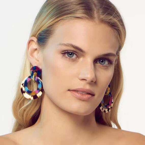 RESTOCKED Banded Hoop Earrings in Pink and Brown - Picture 8 of 8